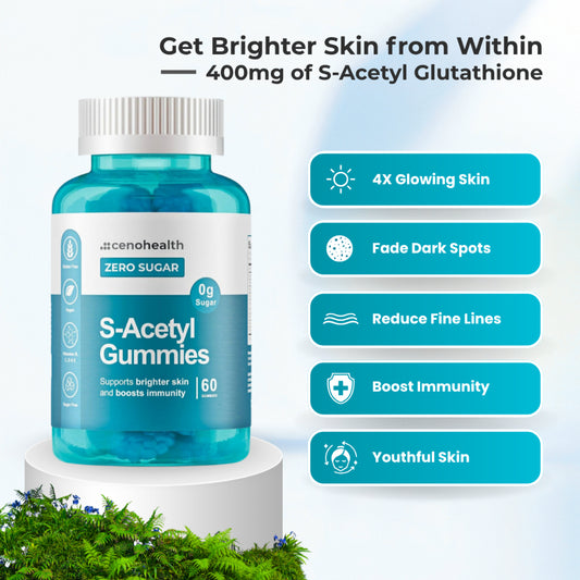 Cenohealth S-Acetyl Glutathione Gummies – For Skin Whitening, Anti-Aging, Even Skin Tone SUGAR FREE