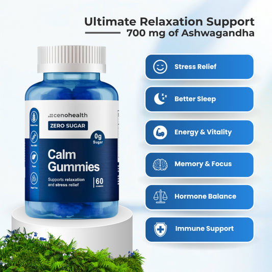 Cenohealth Calm Gummies – For Stress Relief, Focus, Energy & Better Sleep | Sugar-Free (60s)