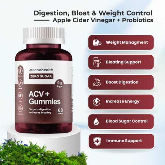 Cenohealth ACV + Probiotics Gummies – For Gut Health, Weight Management, Detox & Energy | Sugar-Free