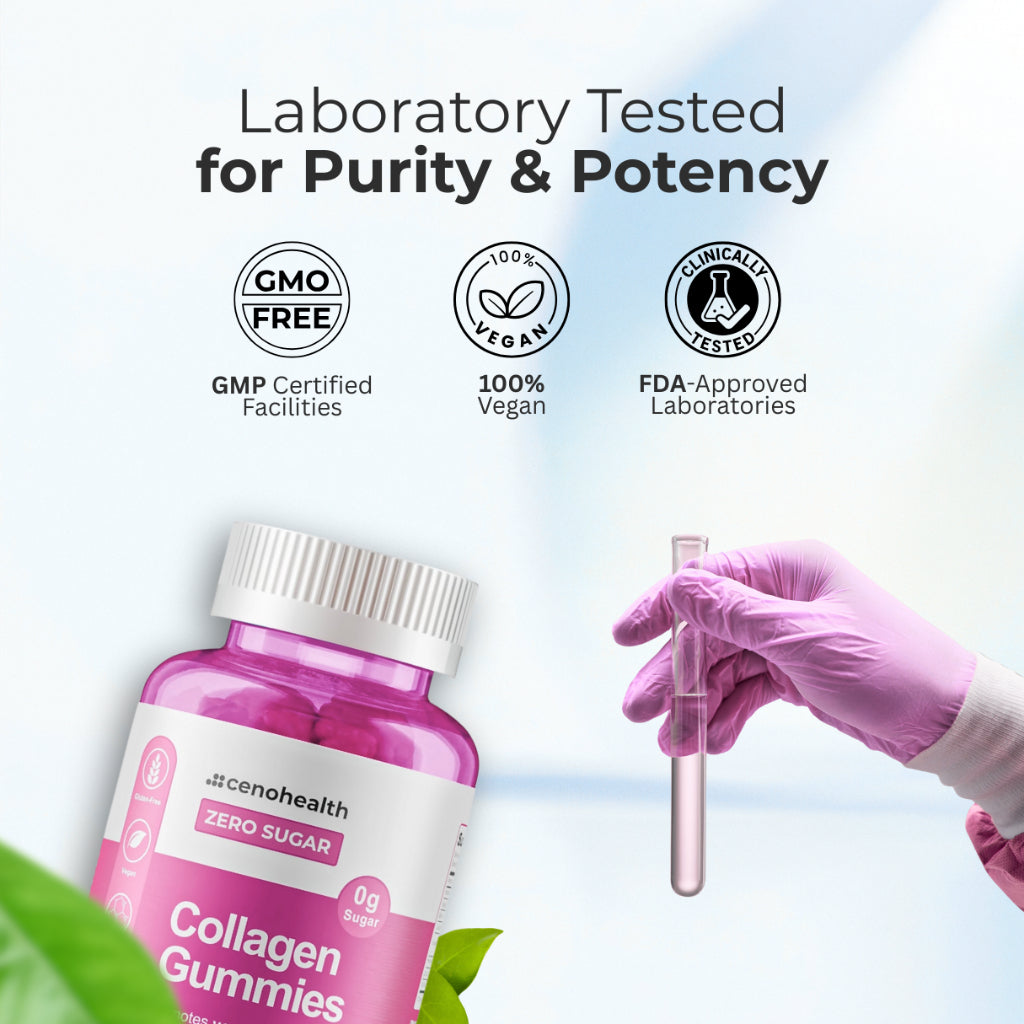 Cenohealth Collagen Gummies – For Glowing Skin, Anti-Wrinkle, Hair & Nail Growth | Sugar-Free | 60s