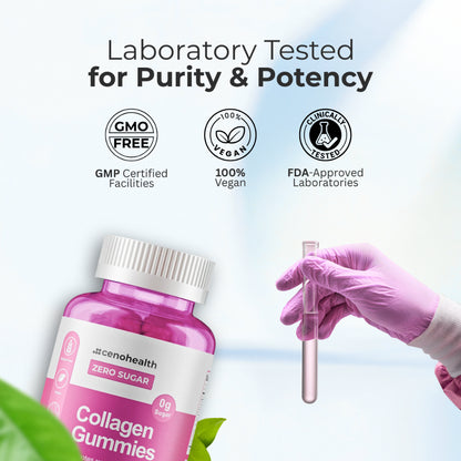 Cenohealth Collagen Gummies – For Glowing Skin, Anti-Wrinkle, Hair & Nail Growth | Sugar-Free | 60s