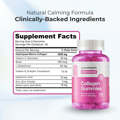 Cenohealth Collagen Gummies – For Glowing Skin, Anti-Wrinkle, Hair & Nail Growth | Sugar-Free | 60s